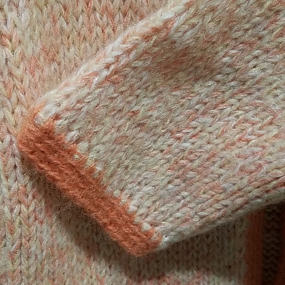 VINTAGE HAND KNIT ORANGE CARDIGAN BY POLLY COTTAGE PRAIRIE FARM CABIN - Picture 6 of 11